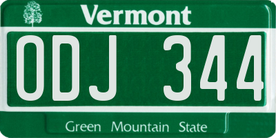 VT license plate ODJ344