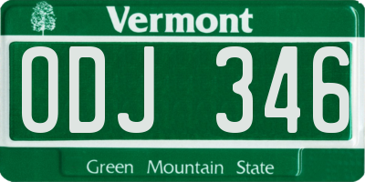 VT license plate ODJ346