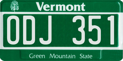 VT license plate ODJ351