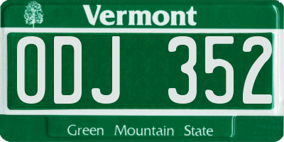 VT license plate ODJ352
