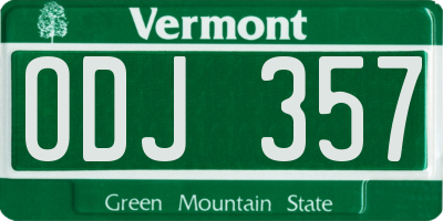 VT license plate ODJ357