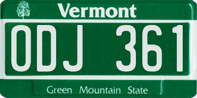VT license plate ODJ361