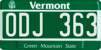 VT license plate ODJ363