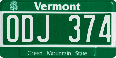 VT license plate ODJ374