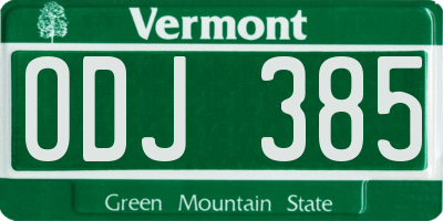 VT license plate ODJ385