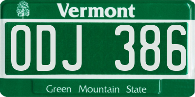 VT license plate ODJ386
