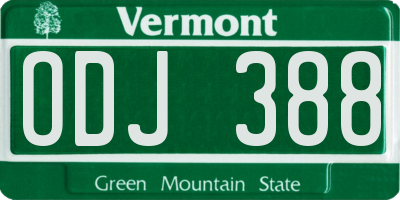VT license plate ODJ388