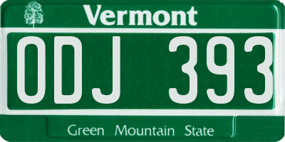 VT license plate ODJ393