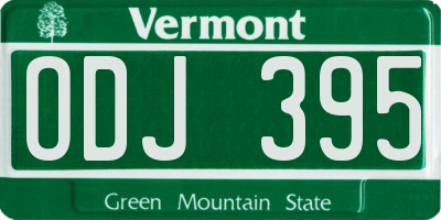 VT license plate ODJ395