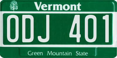 VT license plate ODJ401