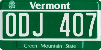 VT license plate ODJ407