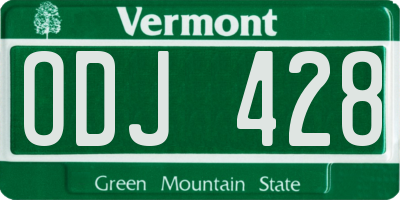 VT license plate ODJ428
