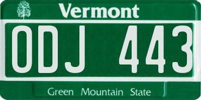 VT license plate ODJ443