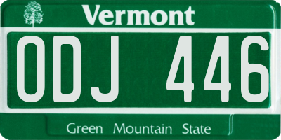 VT license plate ODJ446