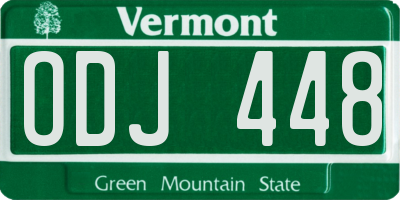 VT license plate ODJ448