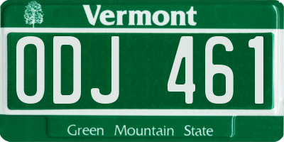 VT license plate ODJ461
