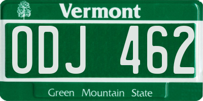 VT license plate ODJ462