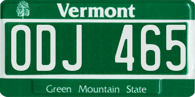 VT license plate ODJ465