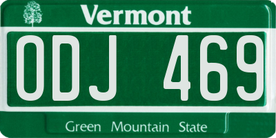 VT license plate ODJ469