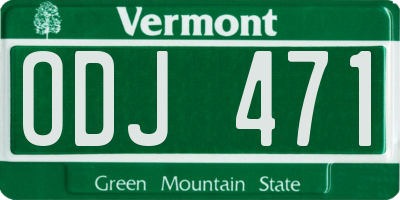 VT license plate ODJ471