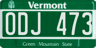 VT license plate ODJ473