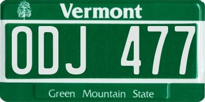 VT license plate ODJ477