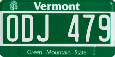 VT license plate ODJ479