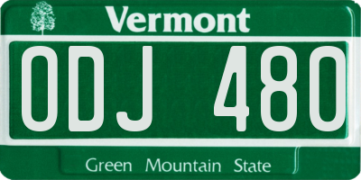VT license plate ODJ480