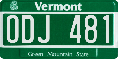 VT license plate ODJ481