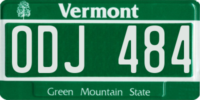 VT license plate ODJ484