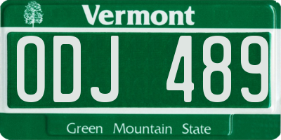 VT license plate ODJ489