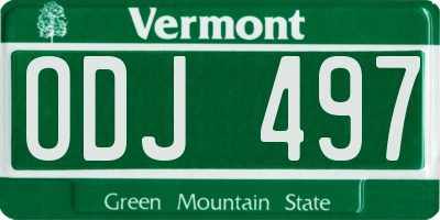 VT license plate ODJ497