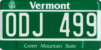 VT license plate ODJ499