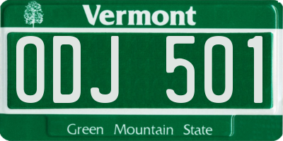 VT license plate ODJ501