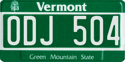 VT license plate ODJ504