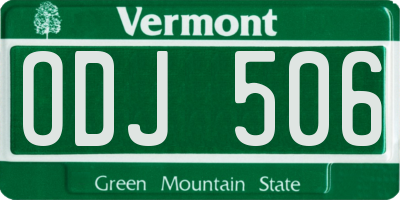 VT license plate ODJ506