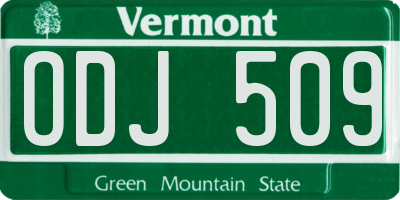 VT license plate ODJ509