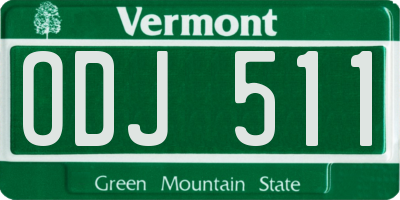 VT license plate ODJ511