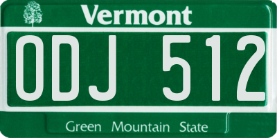 VT license plate ODJ512