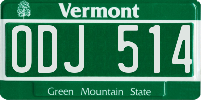 VT license plate ODJ514