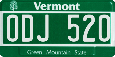 VT license plate ODJ520