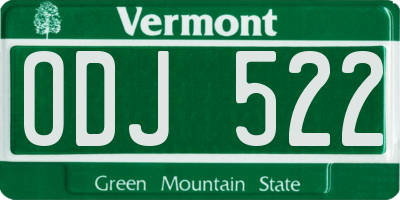 VT license plate ODJ522