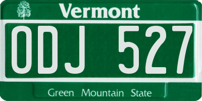 VT license plate ODJ527