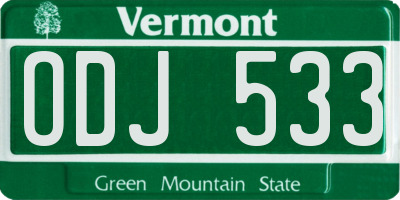 VT license plate ODJ533