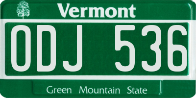 VT license plate ODJ536