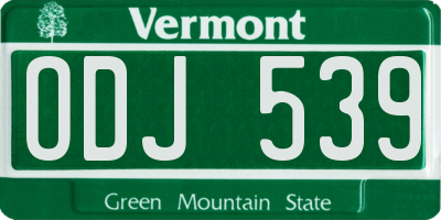 VT license plate ODJ539