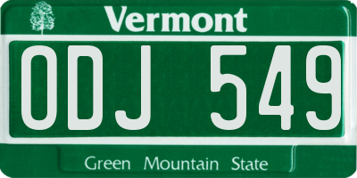 VT license plate ODJ549