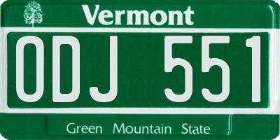 VT license plate ODJ551