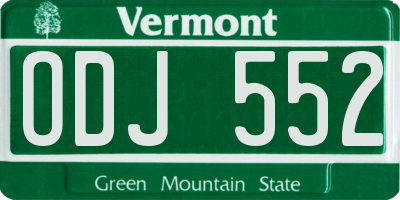 VT license plate ODJ552