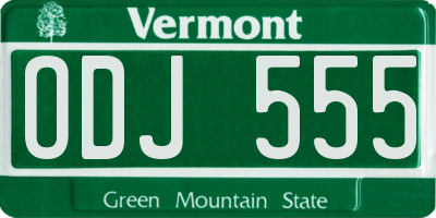 VT license plate ODJ555